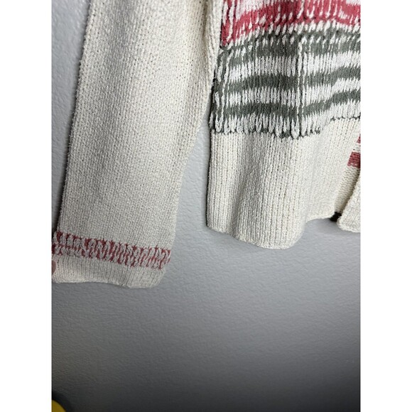 J. Jill Sweater Womens Medium Ivory Silk Blend Cardigan Single Button Striped - Picture 4 of 5